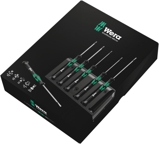 WERA - 2035/6 A Elektroniker-Schraubendrehersatz + Rack, 6-teilig