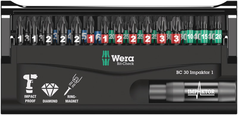 WERA - Bit-Sortiment, Bit-Check 30 Impaktor 1, 30-teilig