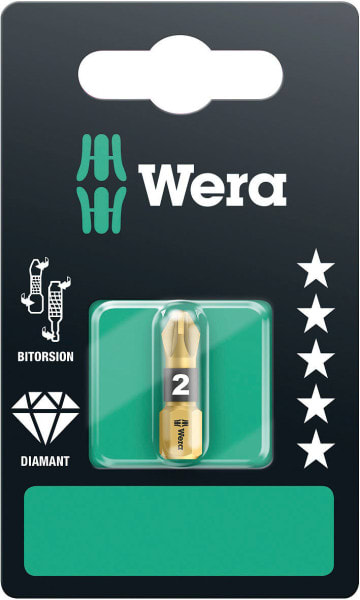WERA - Pozidriv-Bit, 855/1 BDC SB Bits, PZ 2 x 25 mm