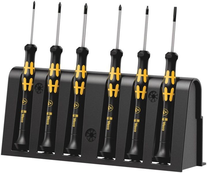 WERA - 1550/6 ESD Elektroniker-Schraubendrehersatz + Rack, 6-teilig