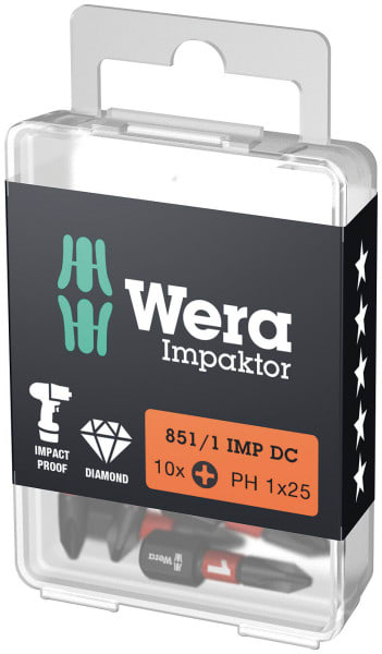 WERA - 851/1 IMP DC Impaktor Bits, PH 1 x 25 mm
