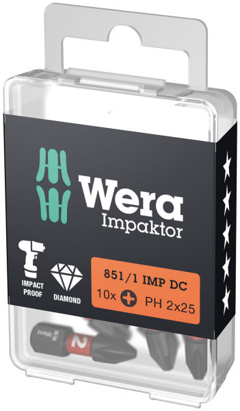 WERA - 851/1 IMP DC Impaktor Bits, PH 2 x 25 mm