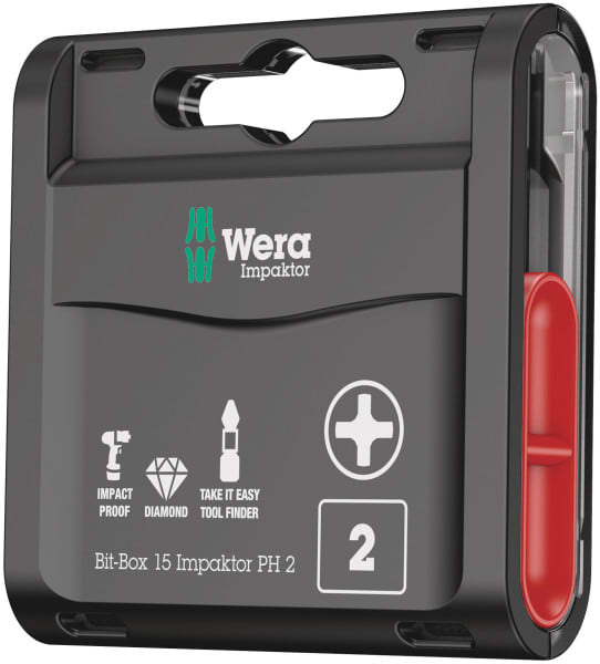 WERA - Bit-Box 15 Impaktor PH, PH 2 x 25 mm, 15-teilig