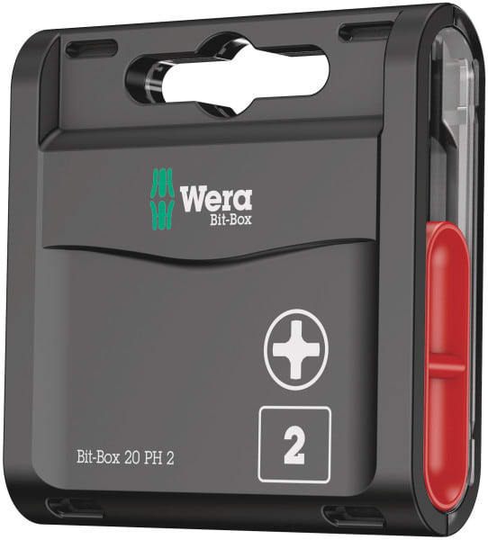 WERA - Phillips-Recess-Bits, Bit-Box 20 PH, PH 2 x 25 mm, 20-teilig