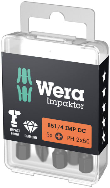 WERA - 851/4 IMP DC Impaktor Bits, PH 2 x 50 mm