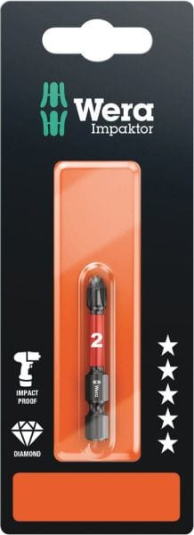 WERA - 851/4 IMP DC SB Impaktor Bits, PH 2 x 50 mm