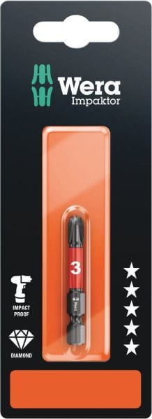 WERA - 851/4 IMP DC SB Impaktor Bits, PH 3 x 50 mm