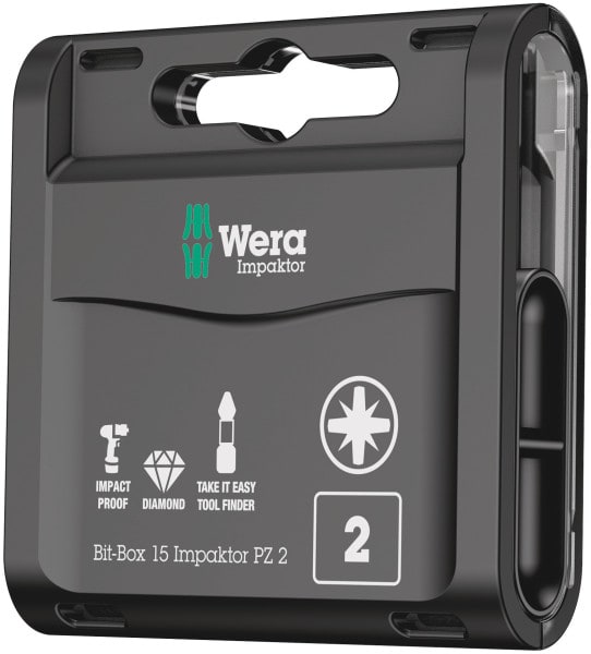 WERA - Bit-Box 15 Impaktor PZ, PZ 2 x 25 mm, 15-teilig
