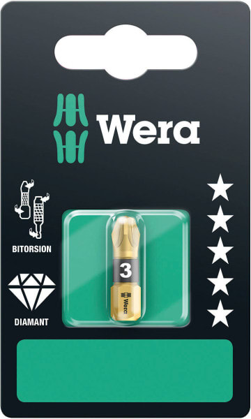 WERA - Pozidriv-Bit, 855/1 BDC SB Bits, PZ 3 x 25 mm