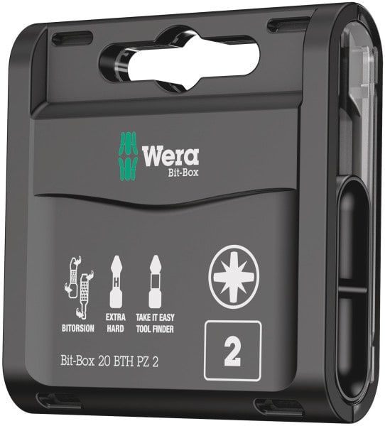 WERA - Pozidriv-Bits, Bit-Box 20 BTH PZ, PZ 2 x 25 mm, 20-teilig