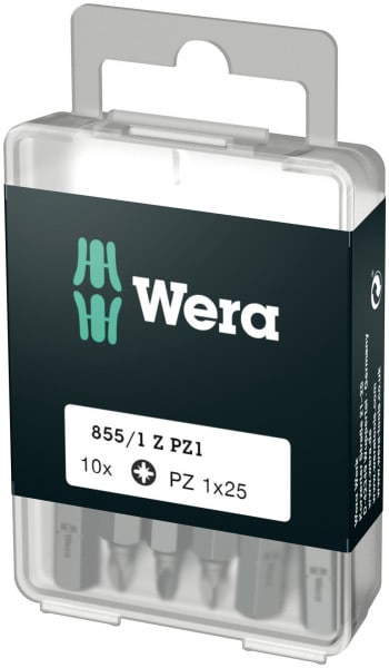 WERA - Pozidriv-Bit, 855/1 Z DIY Bits, PZ 1 x 25 mm, 10-teilig