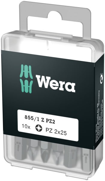 WERA - Pozidriv-Bit, 855/1 Z DIY Bits, PZ 2 x 25 mm, 10-teilig