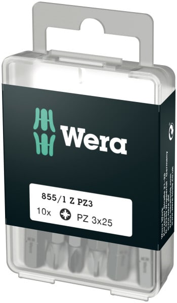 WERA - Pozidriv-Bit, 855/1 Z DIY Bits, PZ 3 x 25 mm, 10-teilig