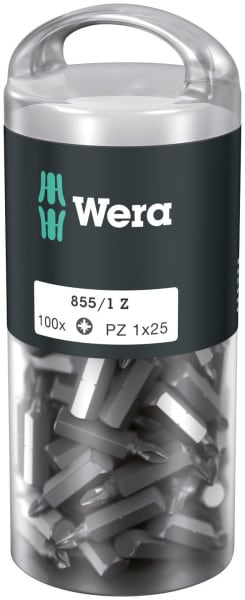 WERA - Pozidriv-Bit, 855/1 Z DIY 100 Bits, PZ 1 x 25 mm, 100-teilig