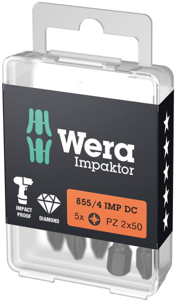 WERA - 855/4 IMP DC Impaktor Bits, PZ 2 x 50 mm