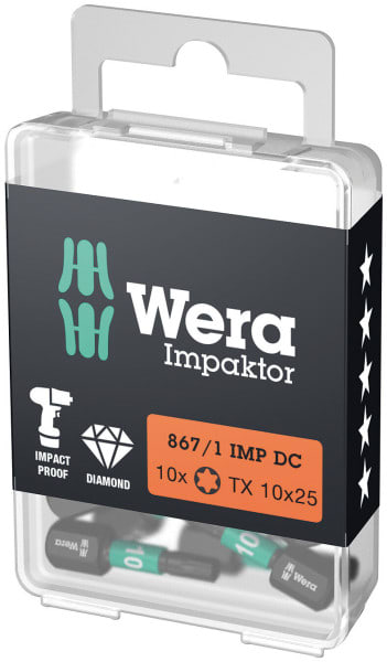 WERA - 867/1 IMP DC Impaktor TORX® Bits, TX 10 x 25 mm