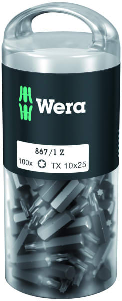 WERA - TORX-Bit, 867/1 TORX® DIY 100, TX 10 x 25 mm, 100-teilig