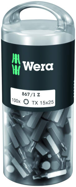 WERA - TORX-Bit, 867/1 TORX® DIY 100, TX 15 x 25 mm, 100-teilig