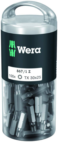 WERA - TORX-Bit, 867/1 TORX® DIY 100, TX 30 x 25 mm, 100-teilig