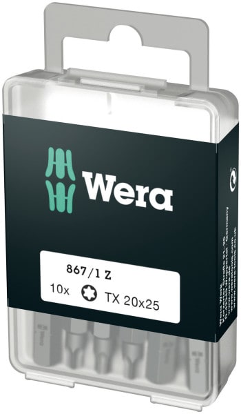 WERA - TORX-Bit, 867/1 DIY TORX® Bits, TX 20 x 25 mm, 10-teilig