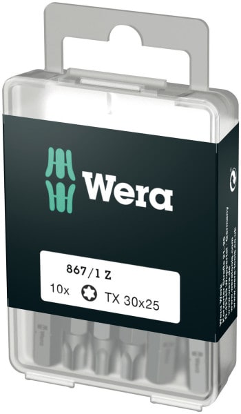 WERA - TORX-Bit, 867/1 DIY TORX® Bits, TX 30 x 25 mm, 10-teilig