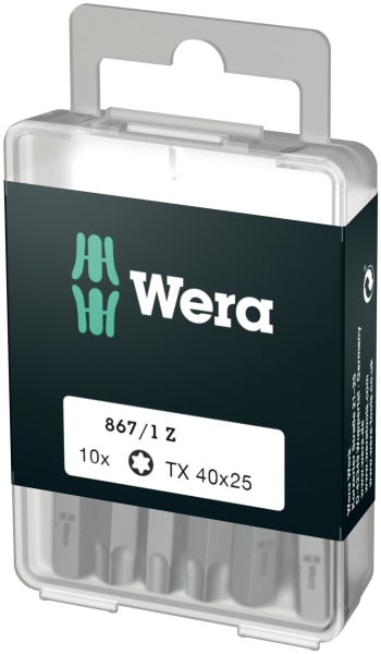 WERA - TORX-Bit, 867/1 DIY TORX® Bits, TX 40 x 25 mm, 10-teilig