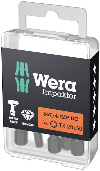 WERA - 867/4 IMP DC Impaktor TORX® Bits, TX 20 x 50 mm