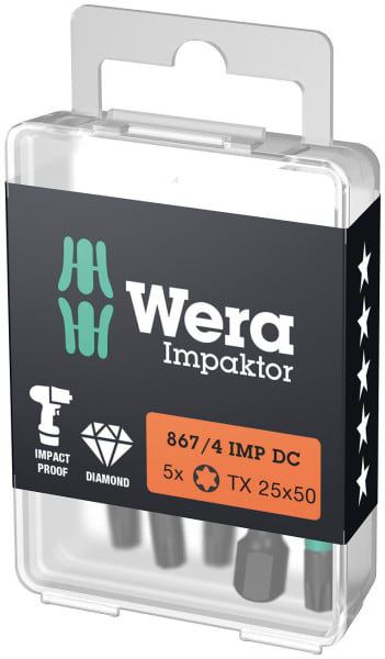 WERA - 867/4 IMP DC Impaktor TORX® Bits, TX 25 x 50 mm