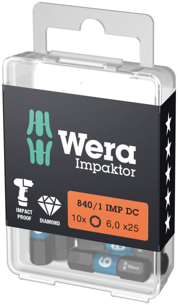 WERA - 840/1 IMP DC Impaktor Bits, 6 x 25 mm