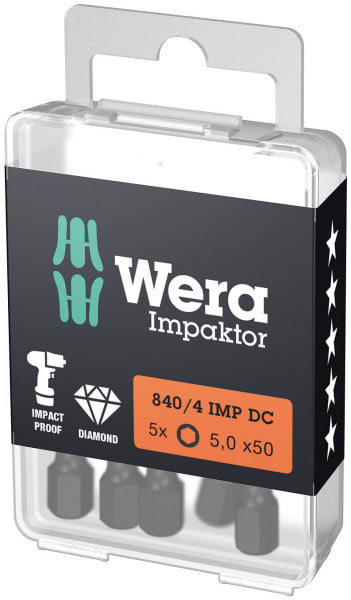 WERA - 840/4 IMP DC Impaktor Bits, 5 x 50 mm