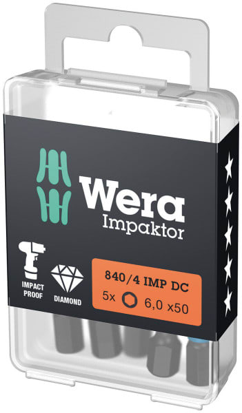 WERA - 840/4 IMP DC Impaktor Bits, 6 x 50 mm
