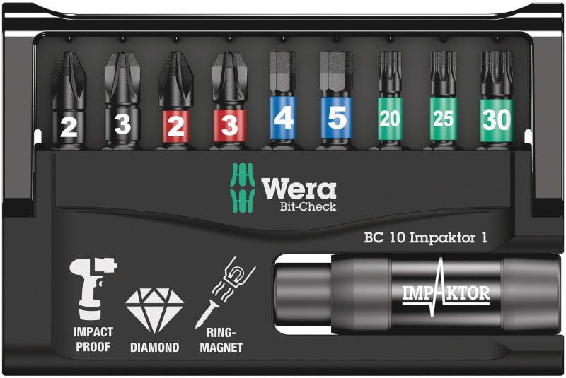 WERA - Bit-Sortiment, Bit-Check 10 Impaktor 1, 10-teilig