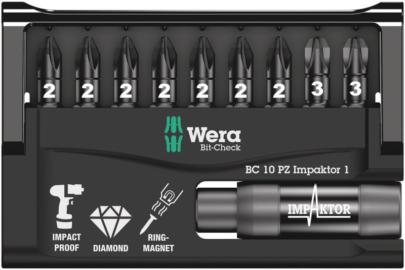 WERA - Bit-Sortiment, Bit-Check 10 PZ Impaktor 1, 10-teilig