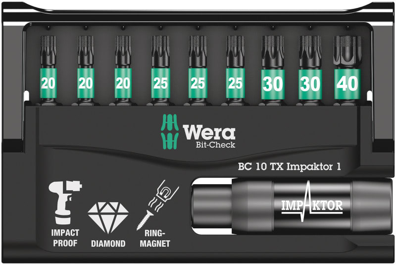 WERA - Bit-Sortiment, Bit-Check 10 TX Impaktor 1, 10-teilig
