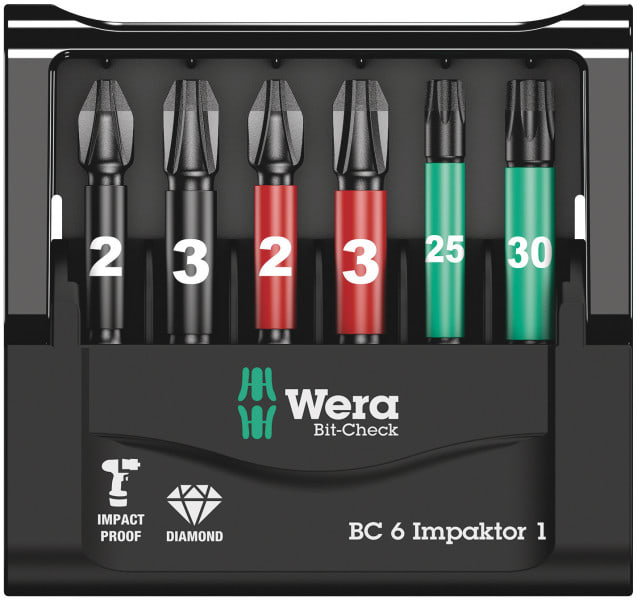 WERA - Bit-Sortiment, Bit-Check 6 Impaktor 1, 6-teilig