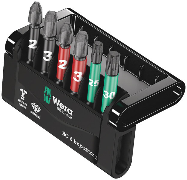 WERA - Bit-Sortiment, Bit-Check 6 Impaktor 1 SB, 6-teilig
