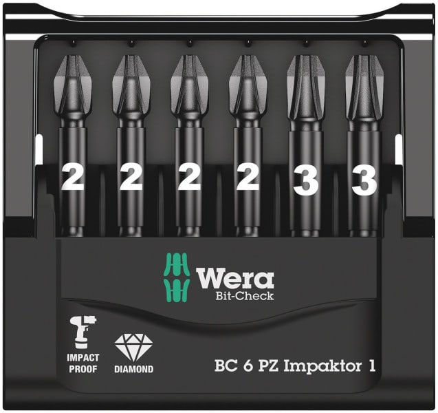 WERA - Bit-Sortiment, Bit-Check 6 PZ Impaktor 1, 6-teilig