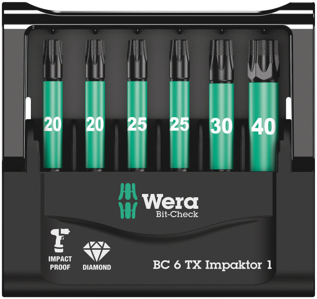 WERA - Bit-Sortiment, Bit-Check 6 TX Impaktor 1, 6-teilig