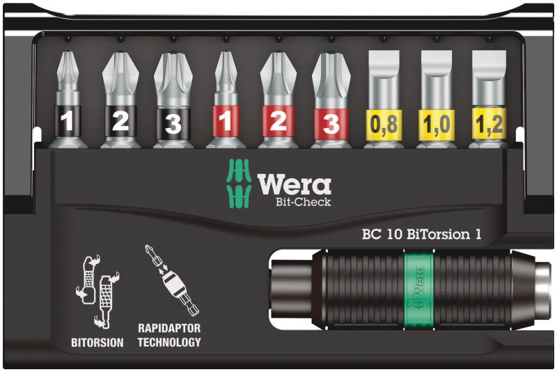 WERA - Bit-Sortiment, Bit-Check 10 BiTorsion 1, 10-teilig