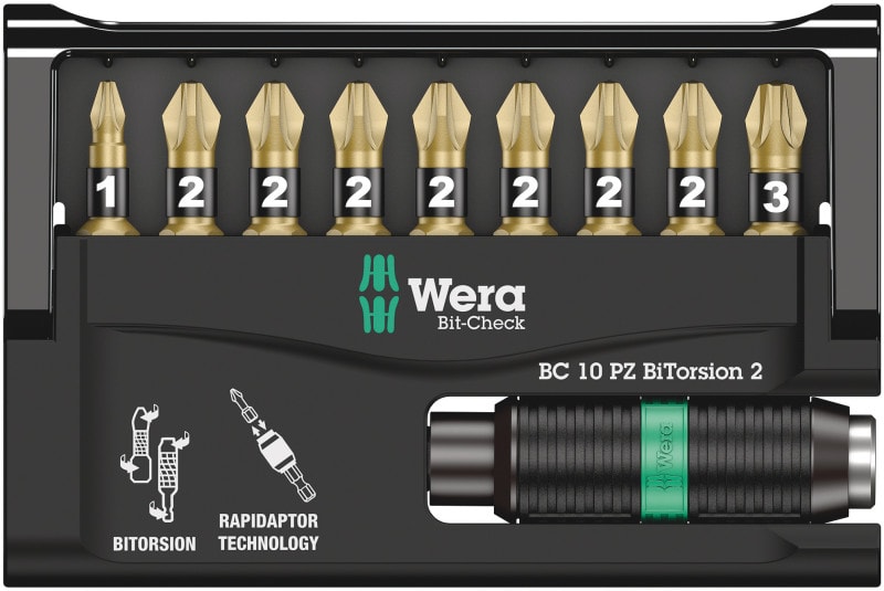 WERA - Bit-Sortiment, Bit-Check 10 PZ BiTorsion 2, 10-teilig