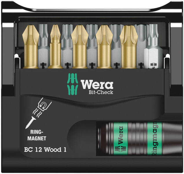 WERA - Bit-Sortiment, Bit-Check 12 Wood 1, 12-teilig
