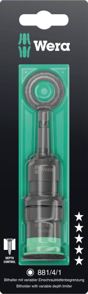 WERA - 881/4/1 SB Bithalter mit variabler Einschraubtiefenbegrenzung, 3-teilig