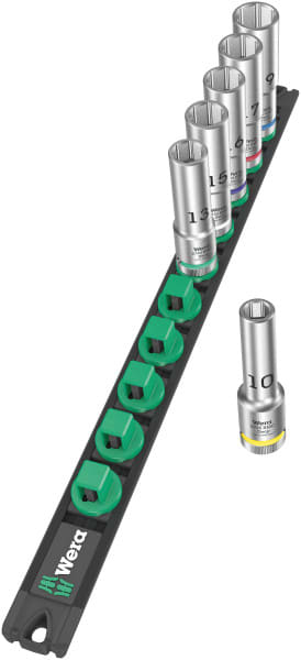WERA - Nuss-Magnetleiste C Deep 1 Steckschlüsseleinsatz-Satz, 1/2''-Antrieb, 6-teilig