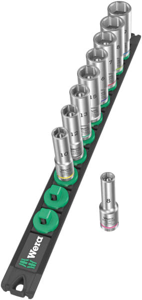 WERA - Nuss-Magnetleiste B Deep 1 Steckschlüsseleinsatz-Satz, 3/8''-Antrieb, 9-teilig