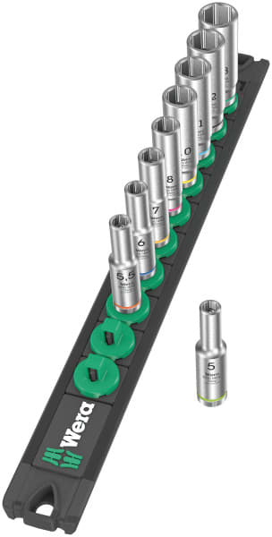 WERA - Nuss-Magnetleiste A Deep 1 Steckschlüsseleinsatz-Satz, 1/4''-Antrieb, 9-teilig
