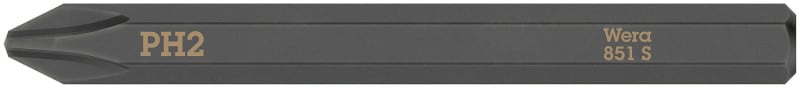 WERA - 851 S Kreuzschlitz Phillips Bits für Schlagschraubendreher, PH 2 x 70 mm