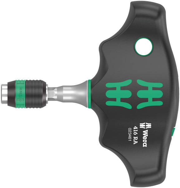 WERA - 416 RA Quergriff-Bits-Handhalter Ratschfunkt. und Rapidaptor Schnellwechselmutter 1/4'' x 45 mm
