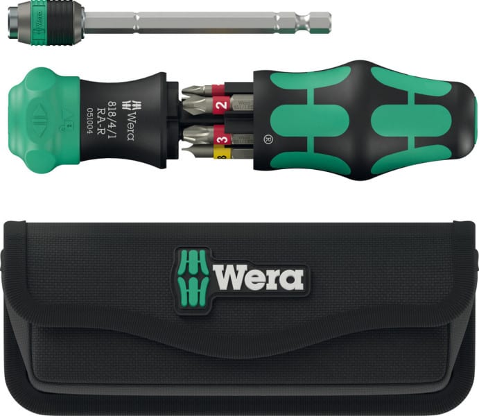 WERA - Kraftform Kompakt 25 RA-R mit Tasche Kombi-Ratschenschrauber mit 6 Bits