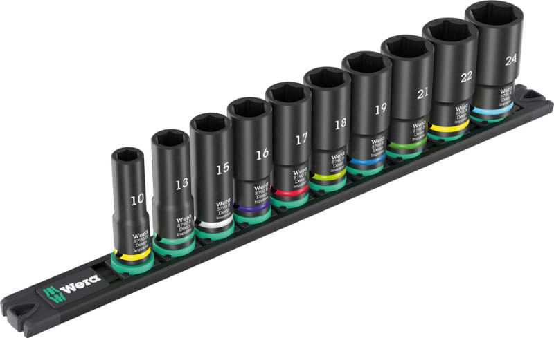 WERA - 9660 Nuss-Magnetleiste B Impaktor Deep 1 Steckschlüsseleinsatz-Satz, 3/8''-Antrieb