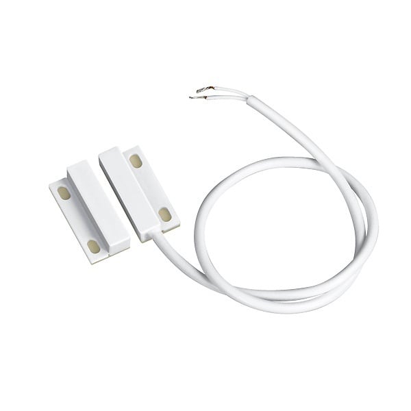 INDEXA - Mini-Magnetkontakt, Aufbau-Reedkontakt selbstklebend, (Öffner, NC), WEISS, 30cm